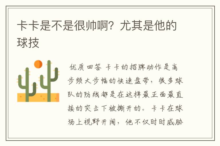 卡卡是不是很帅啊?尤其是他的球技