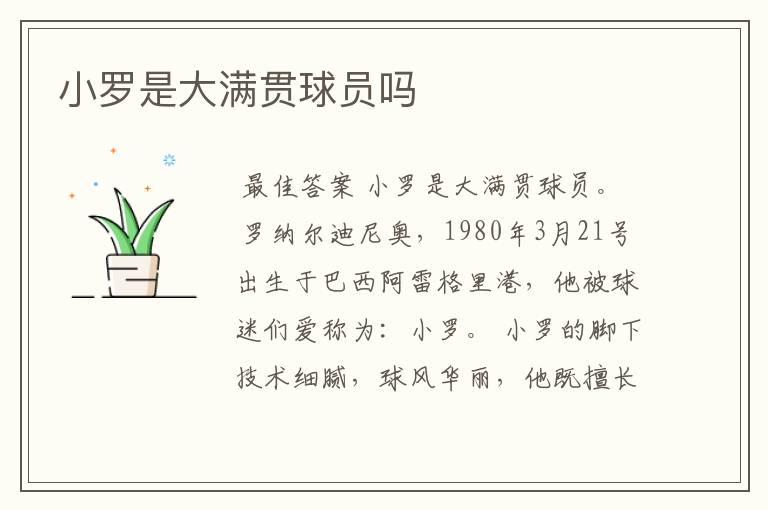 小罗是大满贯球员吗