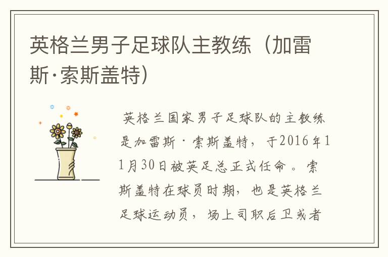 英格兰男子足球队主教练(加雷斯·索斯盖特)