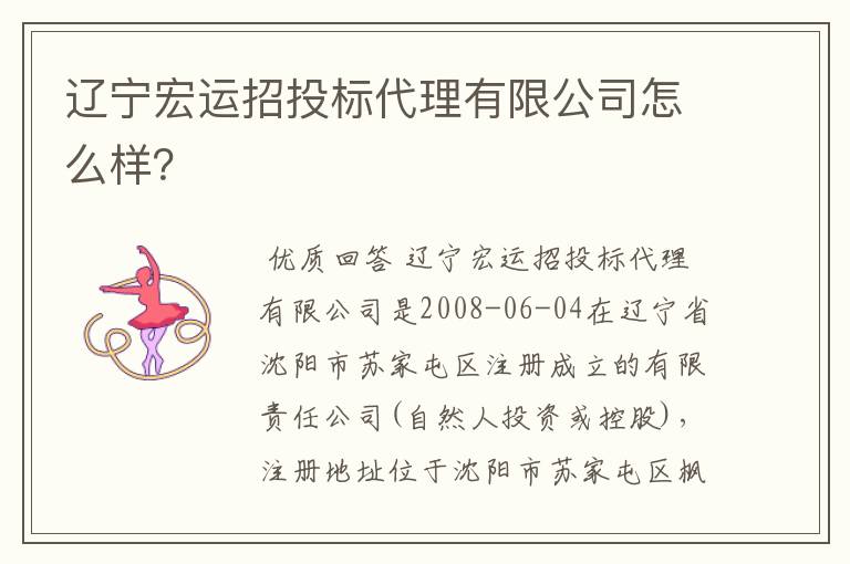 辽宁宏运招投标代理有限公司怎么样?