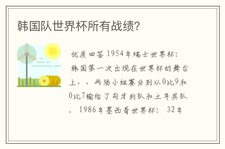 韩国队世界杯所有战绩?
