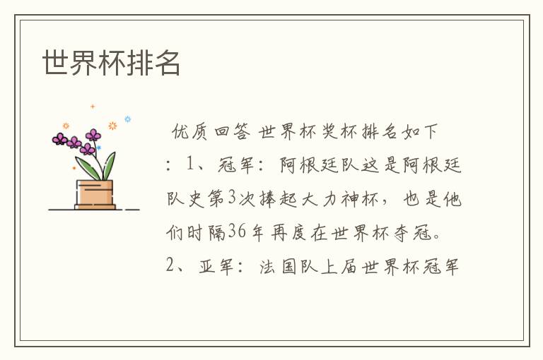 世界杯排名