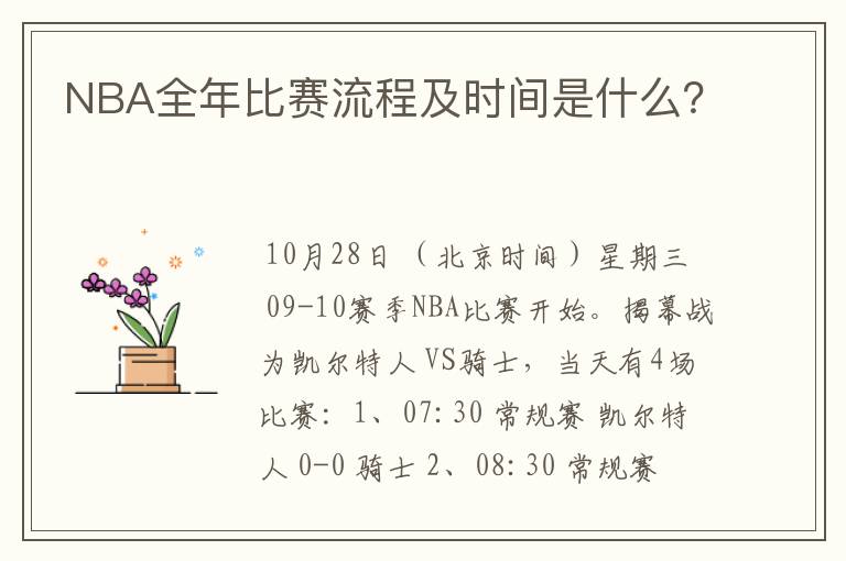NBA全年比赛流程及时间是什么?
