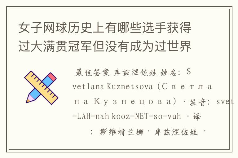 女子网球历史上有哪些选手获得过大满贯冠军但没有成为过世界排名第一的选手?