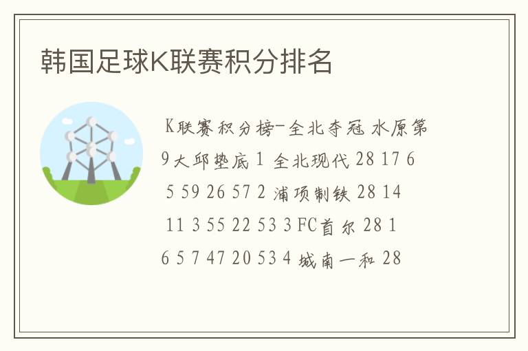 韩国足球K联赛积分排名
