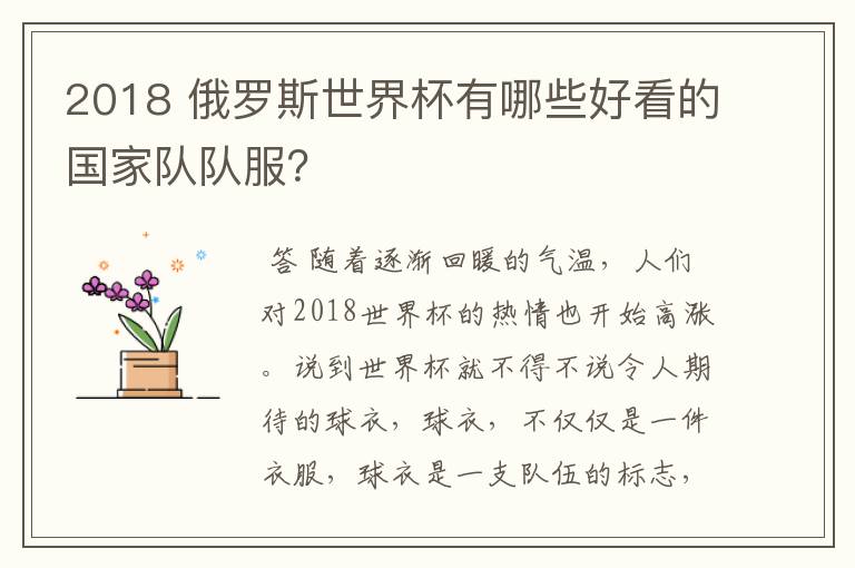 2018 俄罗斯世界杯有哪些好看的国家队队服?