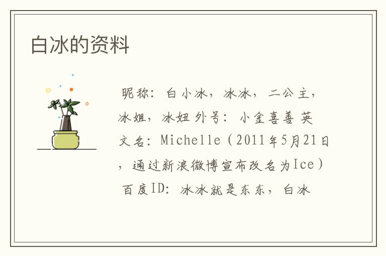 白冰的资料
