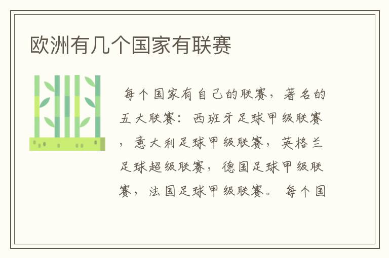 欧洲有几个国家有联赛