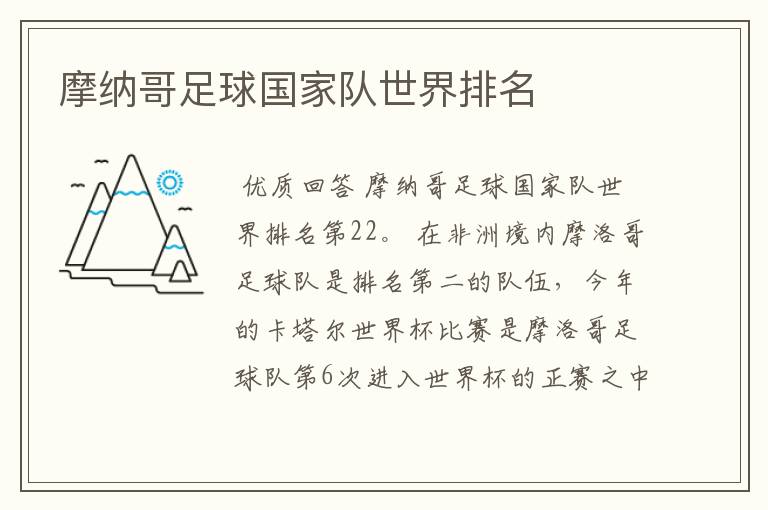 摩纳哥足球国家队世界排名