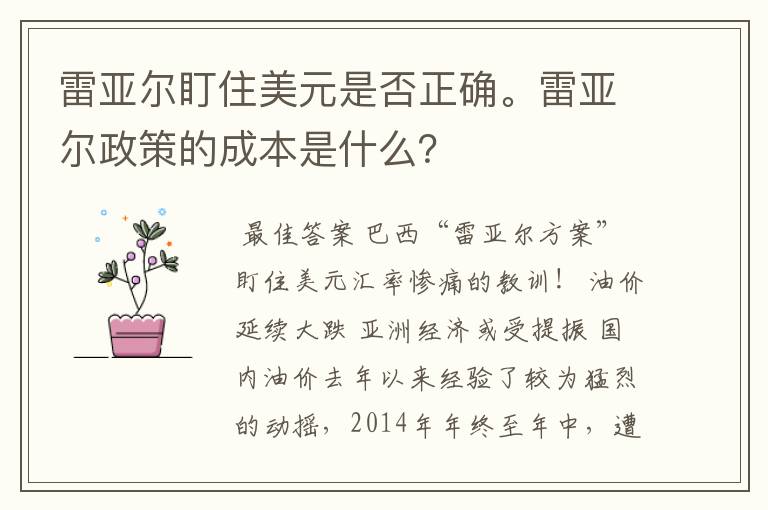 雷亚尔盯住美元是否正确。雷亚尔政策的成本是什么?