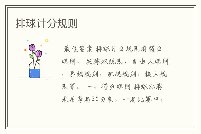 排球计分规则