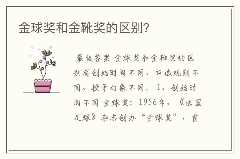 金球奖和金靴奖的区别?