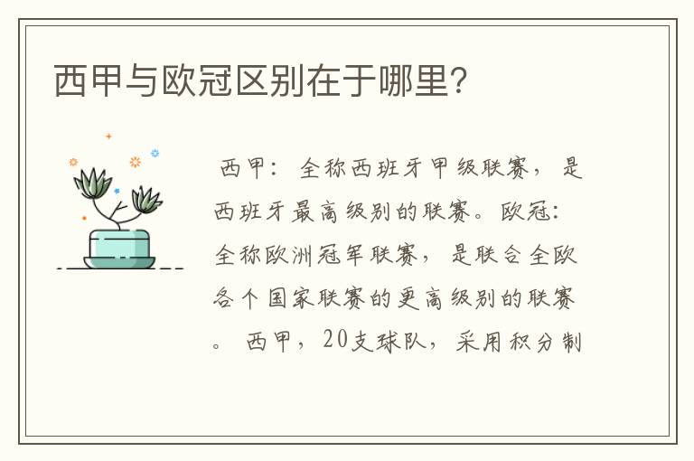 西甲与欧冠区别在于哪里?