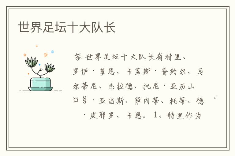 世界足坛十大队长