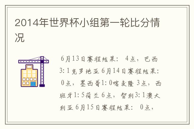 2014年世界杯小组第一轮比分情况