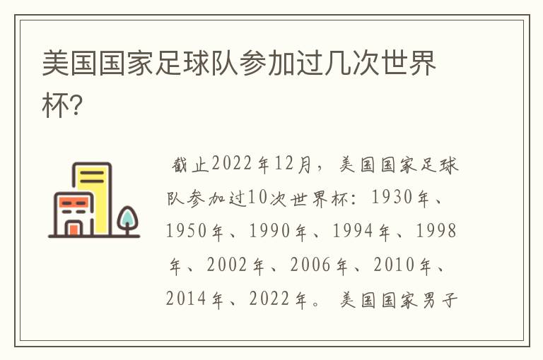 美国国家足球队参加过几次世界杯?