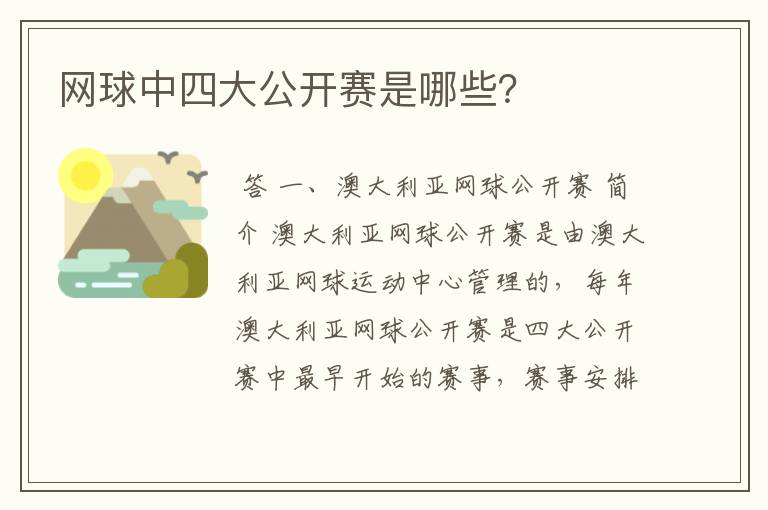 网球中四大公开赛是哪些?