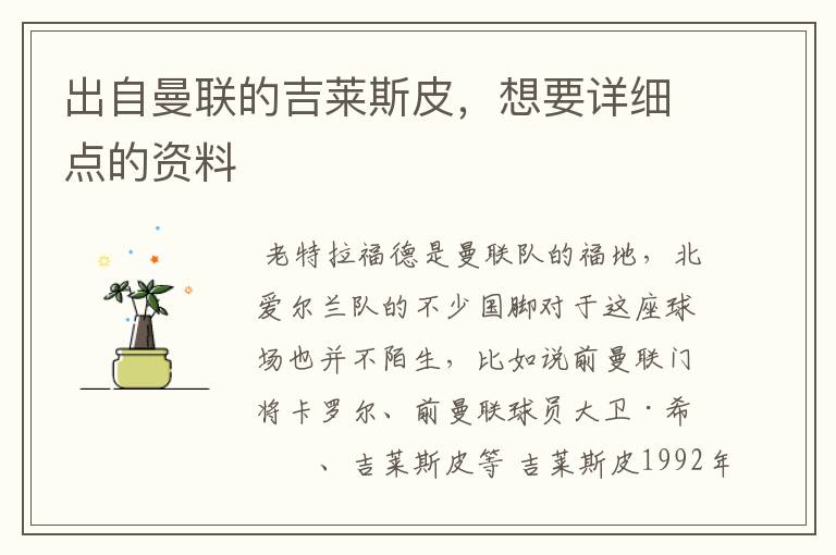 出自曼联的吉莱斯皮,想要详细点的资料