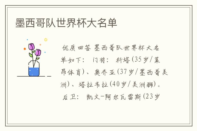 墨西哥队世界杯大名单