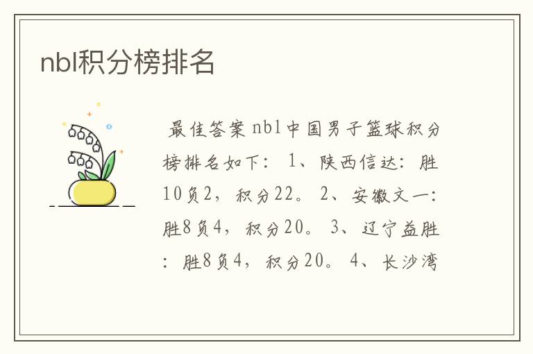 nbl积分榜排名