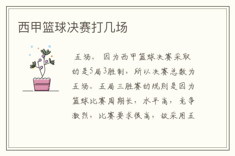 西甲篮球决赛打几场