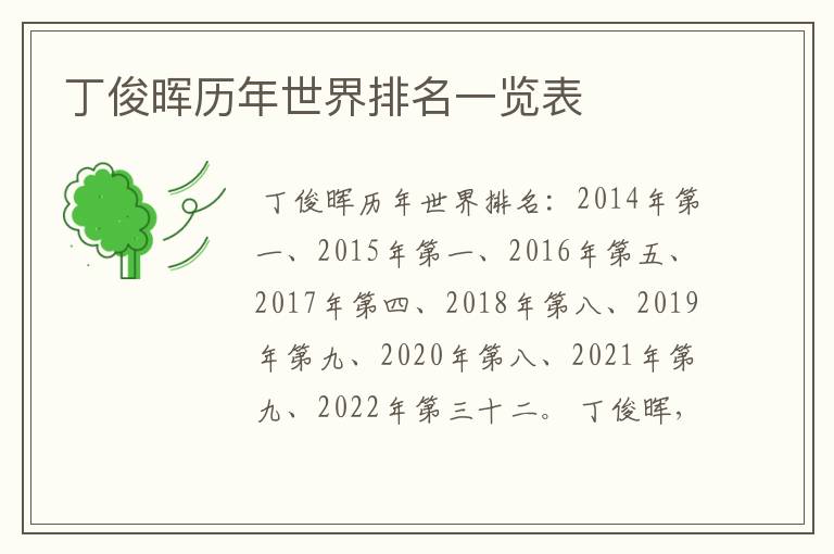 丁俊晖历年世界排名一览表