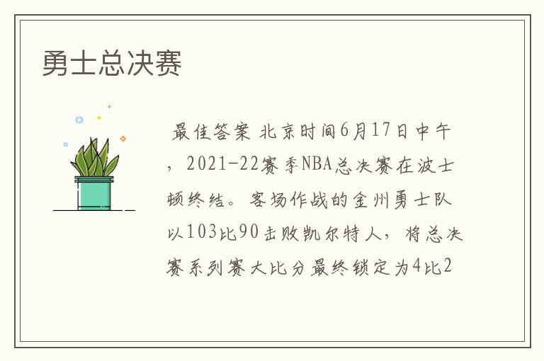 勇士总决赛