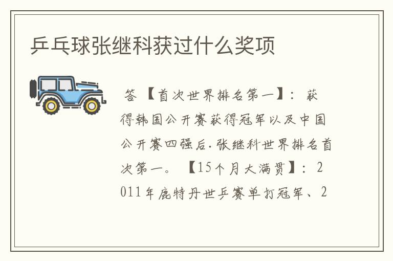 乒乓球张继科获过什么奖项