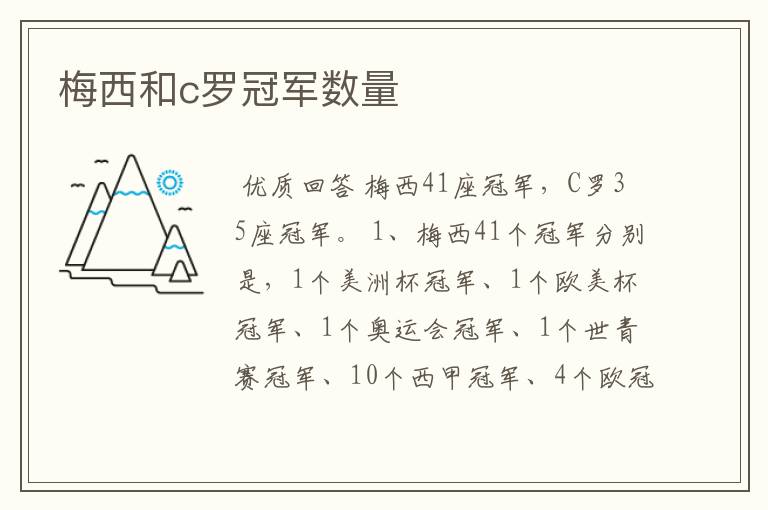 梅西和c罗冠军数量