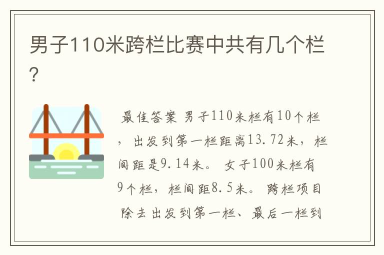 男子110米跨栏比赛中共有几个栏？