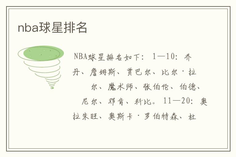 nba球星排名