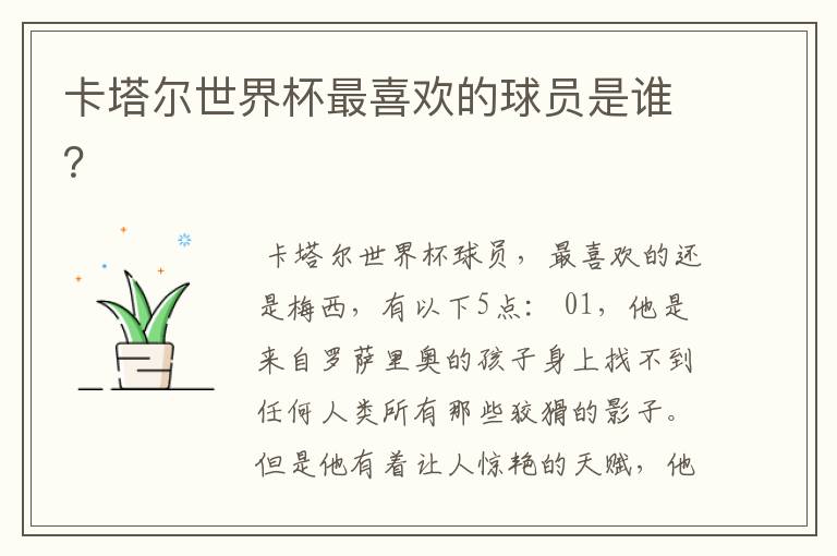 卡塔尔世界杯最喜欢的球员是谁?