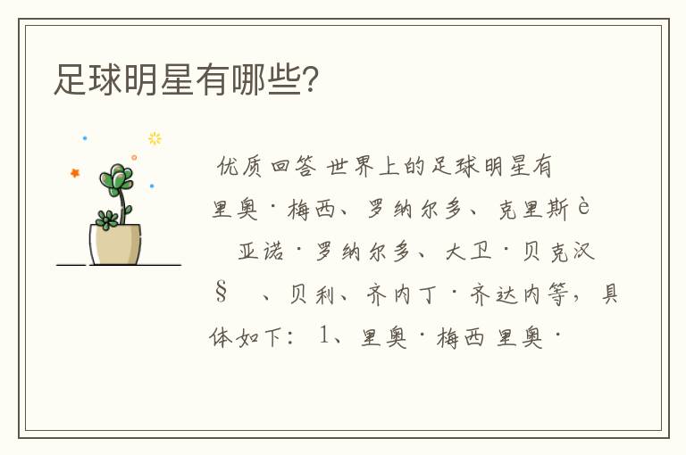 足球明星有哪些?