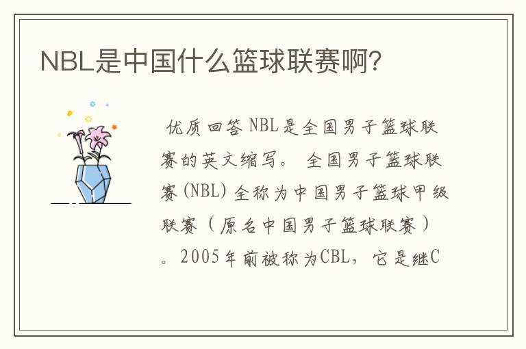 NBL是中国什么篮球联赛啊?
