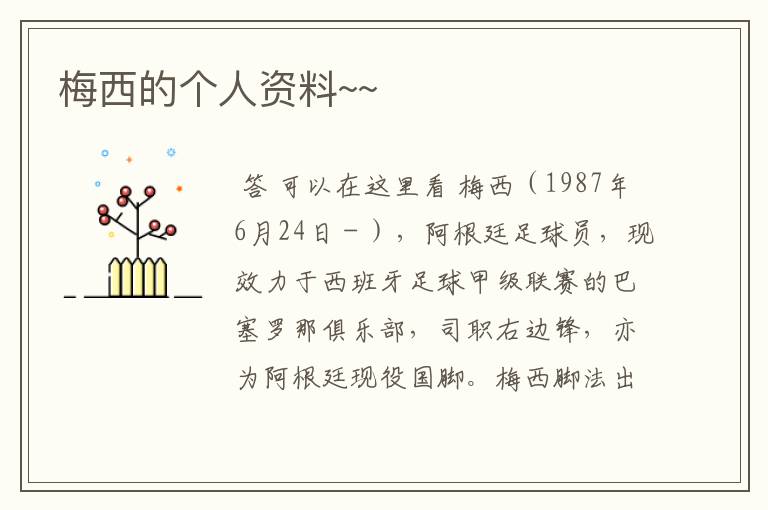 梅西的个人资料~~