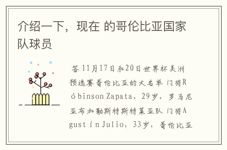 介绍一下,现在 的哥伦比亚国家队球员