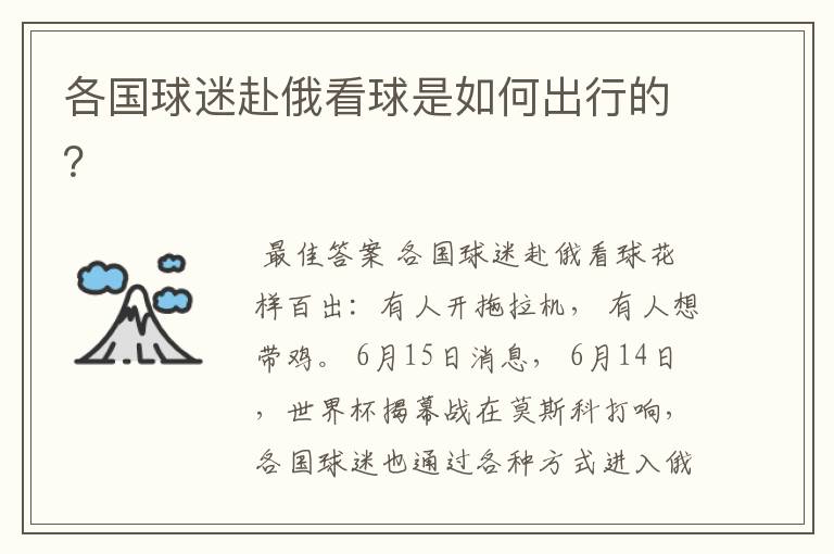 各国球迷赴俄看球是如何出行的?