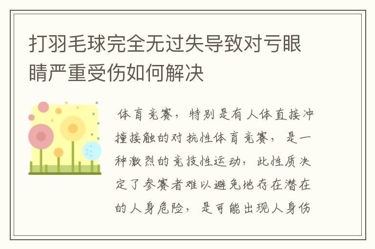 打羽毛球完全无过失导致对亏眼睛严重受伤如何解决