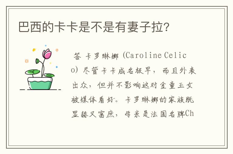 巴西的卡卡是不是有妻子拉?