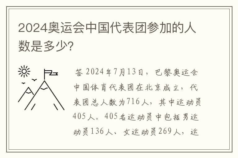 2024奥运会中国代表团参加的人数是多少?