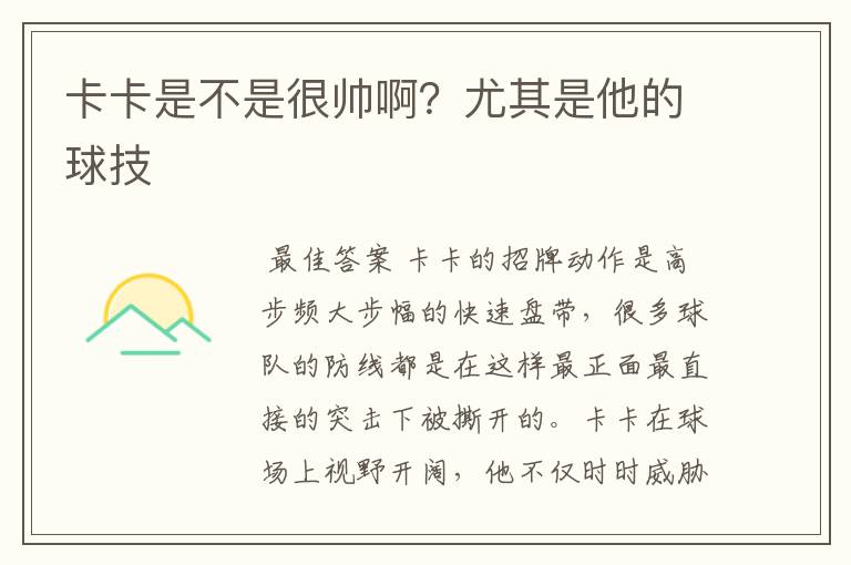 卡卡是不是很帅啊?尤其是他的球技