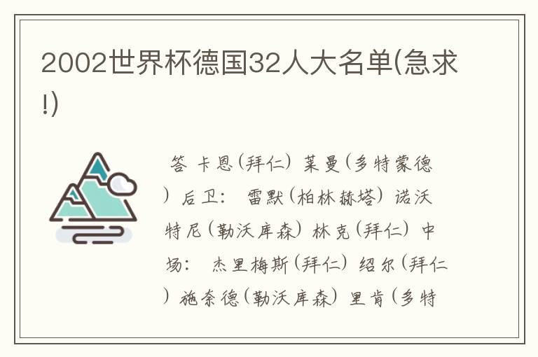 2002世界杯德国32人大名单(急求!)