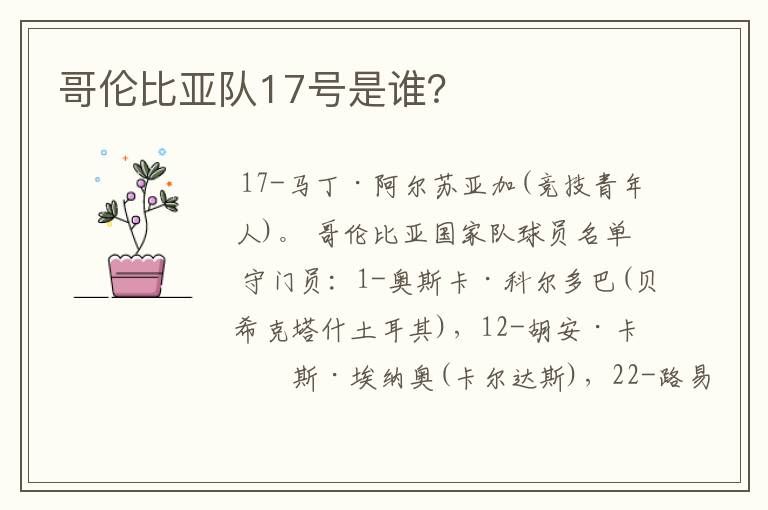 哥伦比亚队17号是谁?