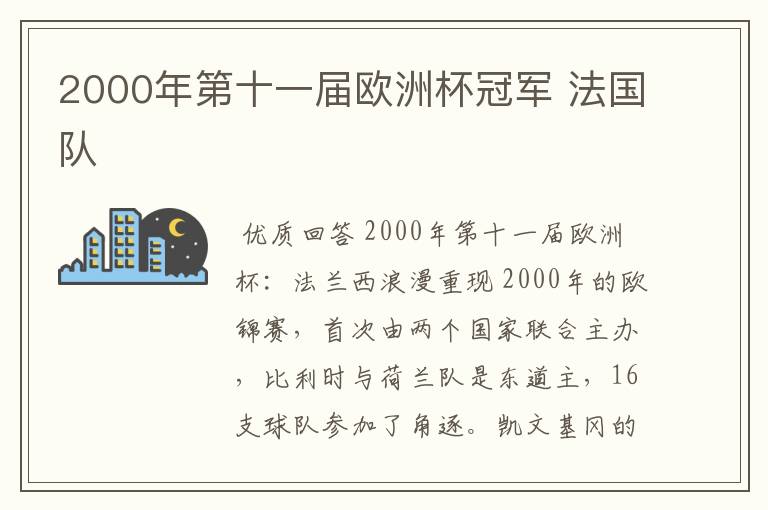 2000年第十一届欧洲杯冠军 法国队