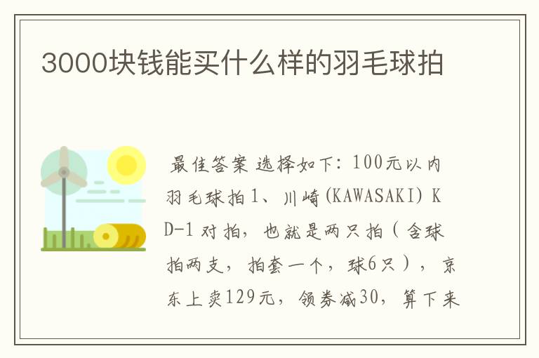 3000块钱能买什么样的羽毛球拍