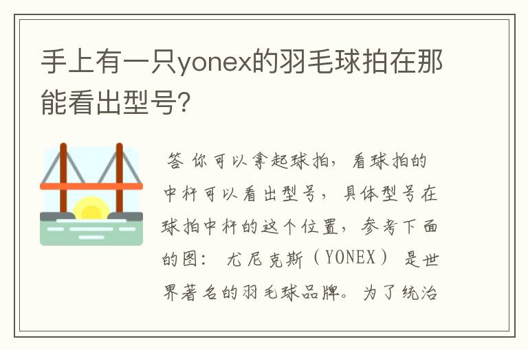 手上有一只yonex的羽毛球拍在那能看出型号?