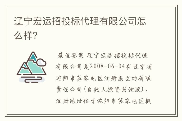 辽宁宏运招投标代理有限公司怎么样?