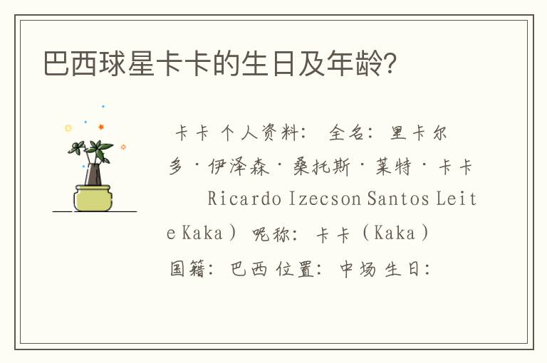 巴西球星卡卡的生日及年龄?