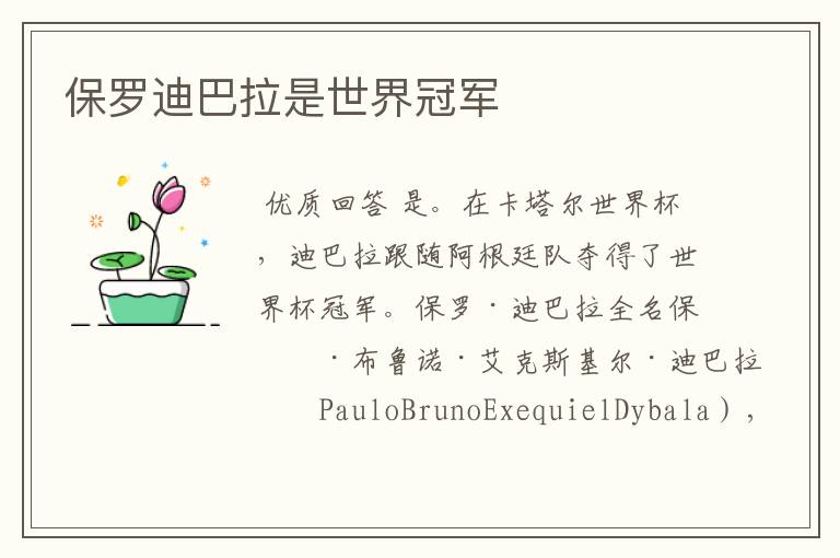 保罗迪巴拉是世界冠军