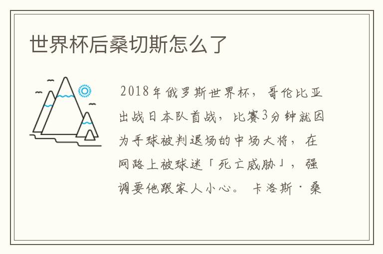 世界杯后桑切斯怎么了